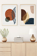Geometrik Desenli Doğal Tablo Seti - Modern 2’li Set | huhu46