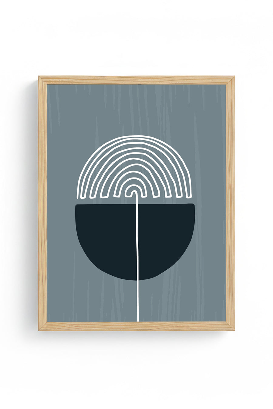 Doğal Ahşap Çerçeveli Minimal Geometrik Desenli Tablo - Pastel | huhu1492