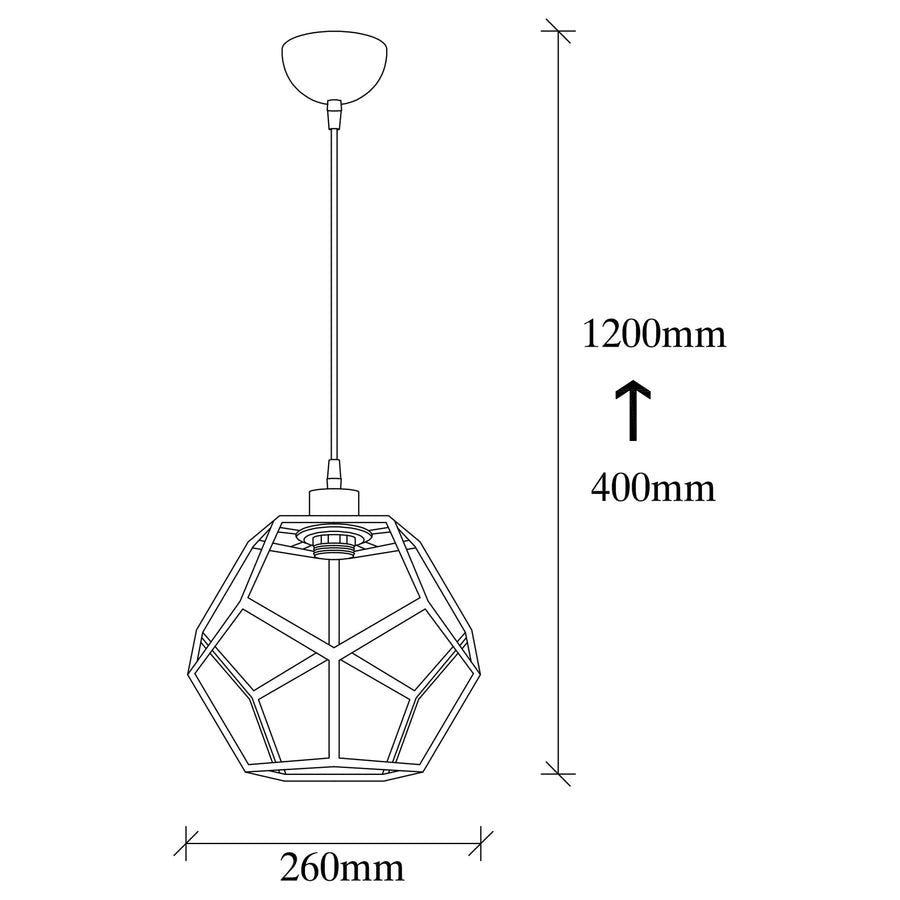 Geometrik Kafes Tekli Metal Sarkıt - Siyah