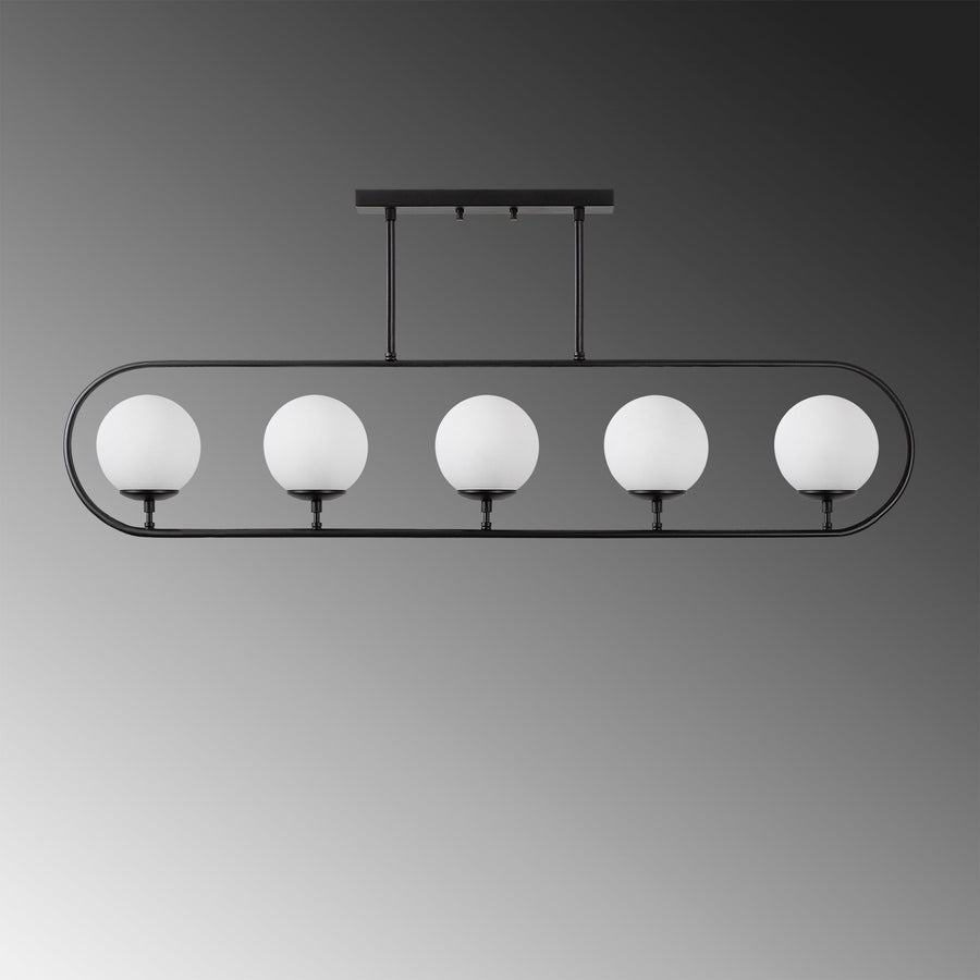 Küre Cam 5'li Oval Plafonyer - Siyah