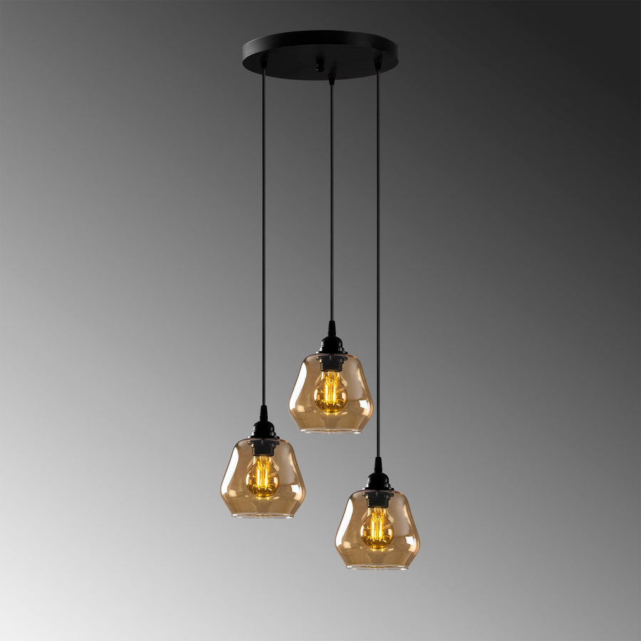 Organik Cam 3'lü Tepsi Sarkıt - Amber