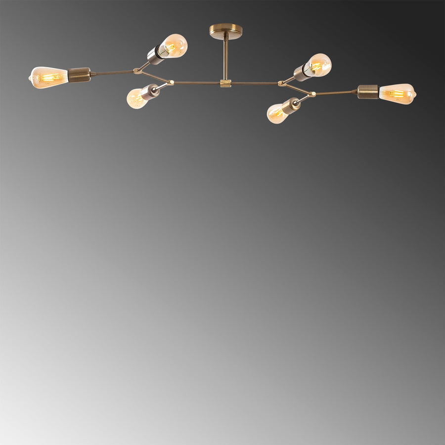 Sputnik 6'lı Metal Plafonyer Eskitme - Altin