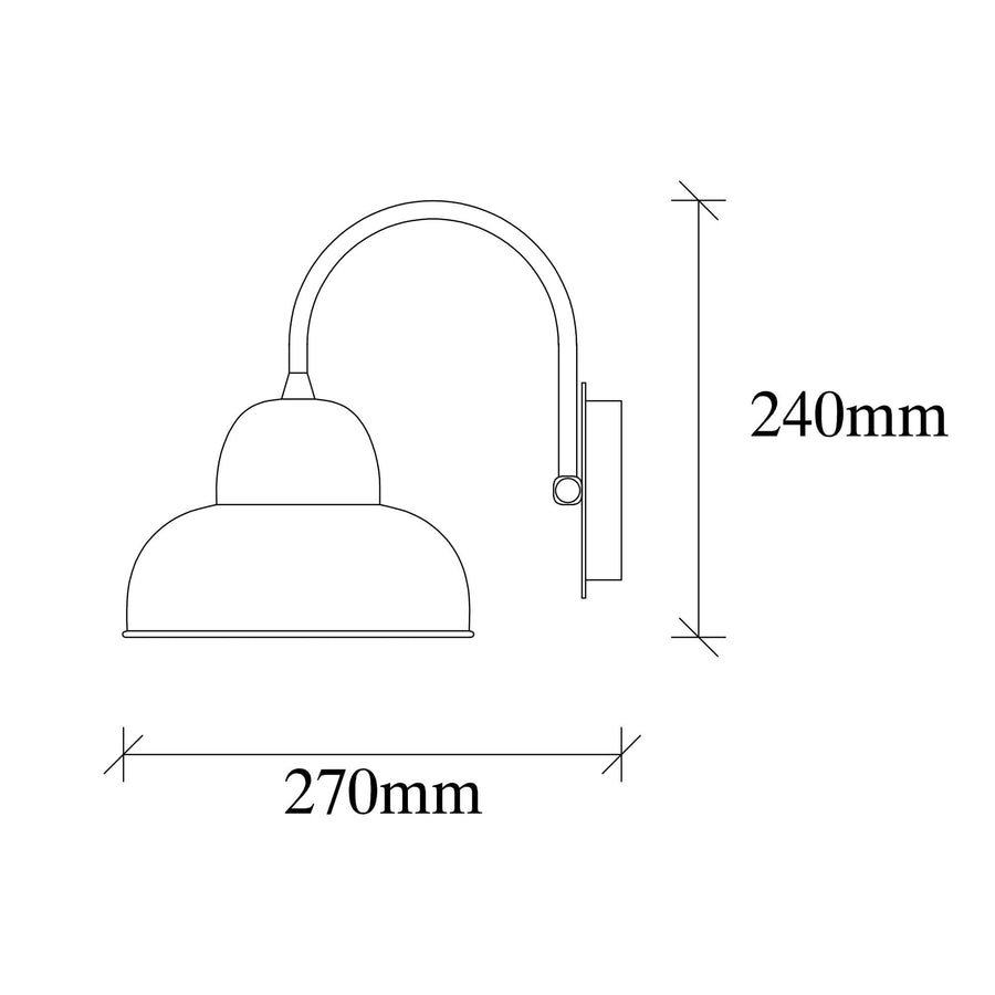 Siyah Metal Kubbe Başlıklı Tekli Aplik - Siyah
