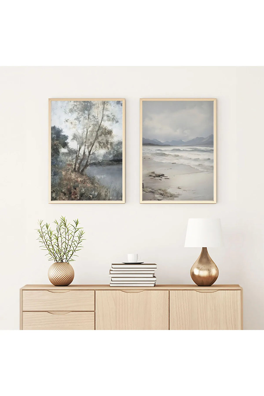 Ahşap Çerçeveli 2’li Modern Tablo | Huhu273