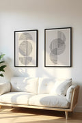 Geometrik Desenli Siyah-Beyaz Tablo Seti - Modern 2’li Set | huhu3