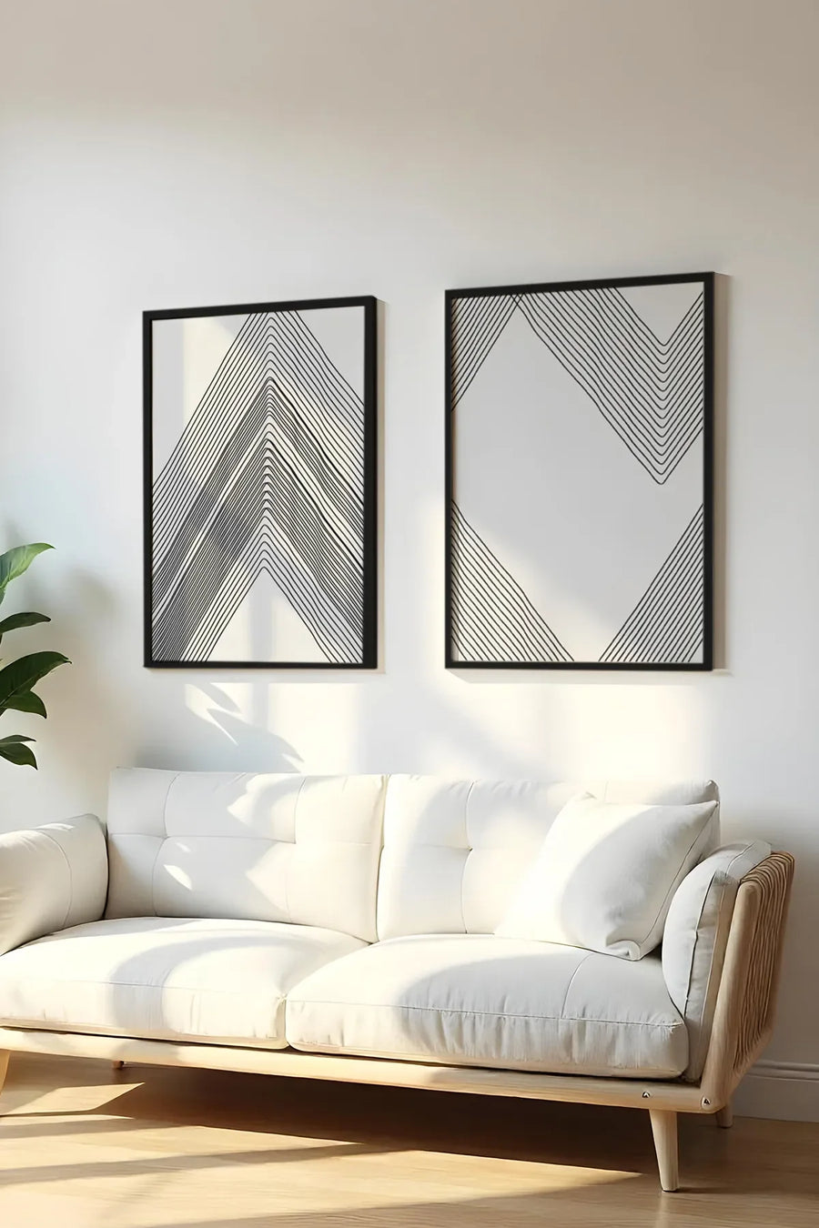 Geometrik Desenli Siyah-Beyaz Tablo Seti - Modern 2’li Set | huhu74