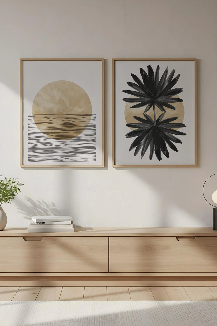 Soyut Desenli Modern Tablo Seti - Minimalist 2’li Set | huhu53