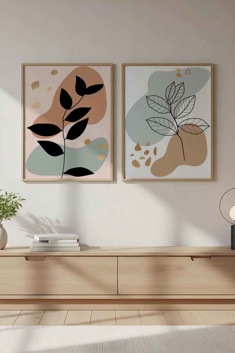 Geometrik Desenli Pastel Tablo Seti - Modern 2’li Set | huhu70