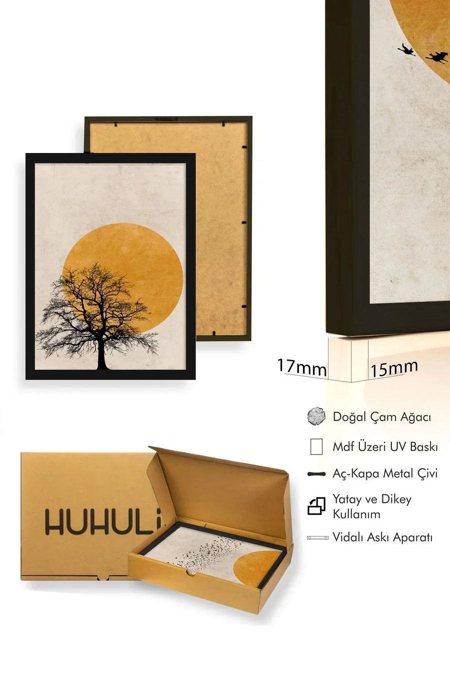 Geometrik Desenli Sarı ve Mavi Tablo Seti - Modern 2’li Set | huhu50