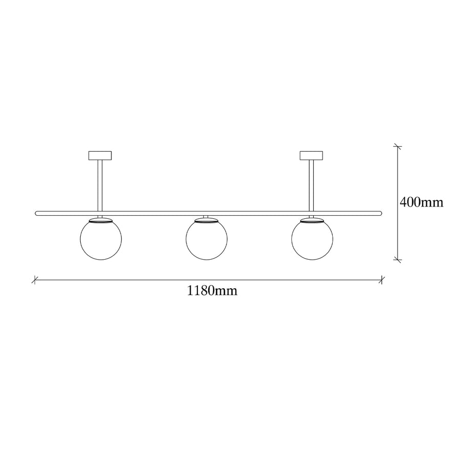 Küre Camlı 4'lü Plafonyer Metal - Siyah