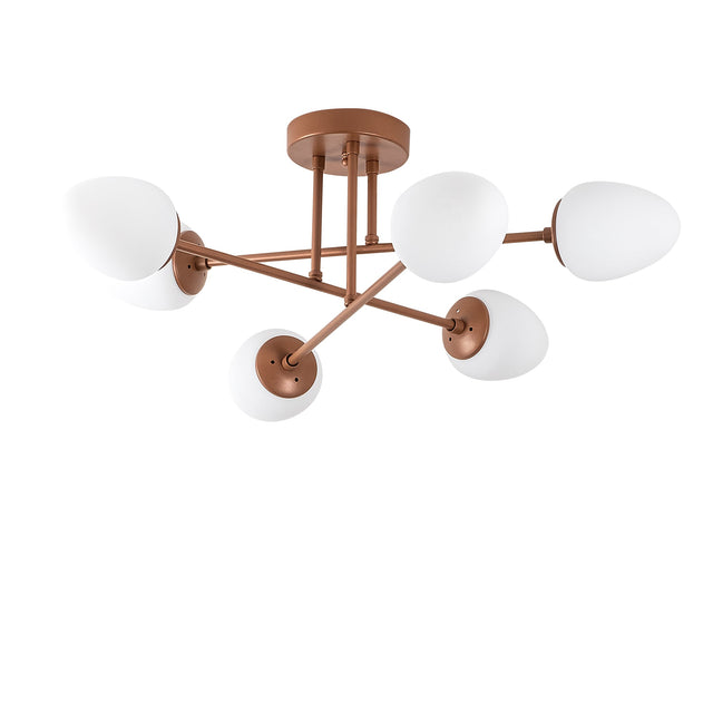 Camlı 6'lı Plafonyer Modern - Bakır