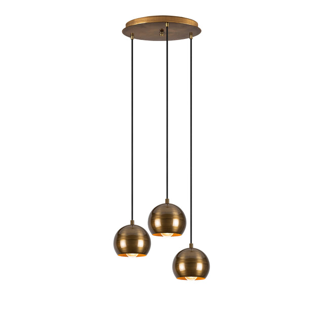 Küre 3'lü Tepsi Metal Sarkıt - Eskitme Bronz