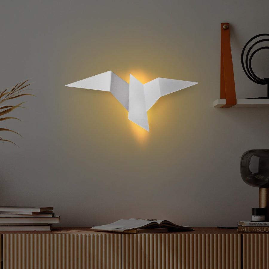 Origami Kuş Büyük Boy LED Aplik - Beyaz