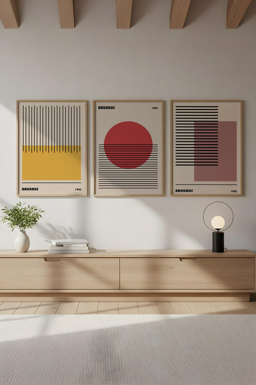 Ahşap Siyah Çerçeveli 3’lü Modern Tablo | Huhu250