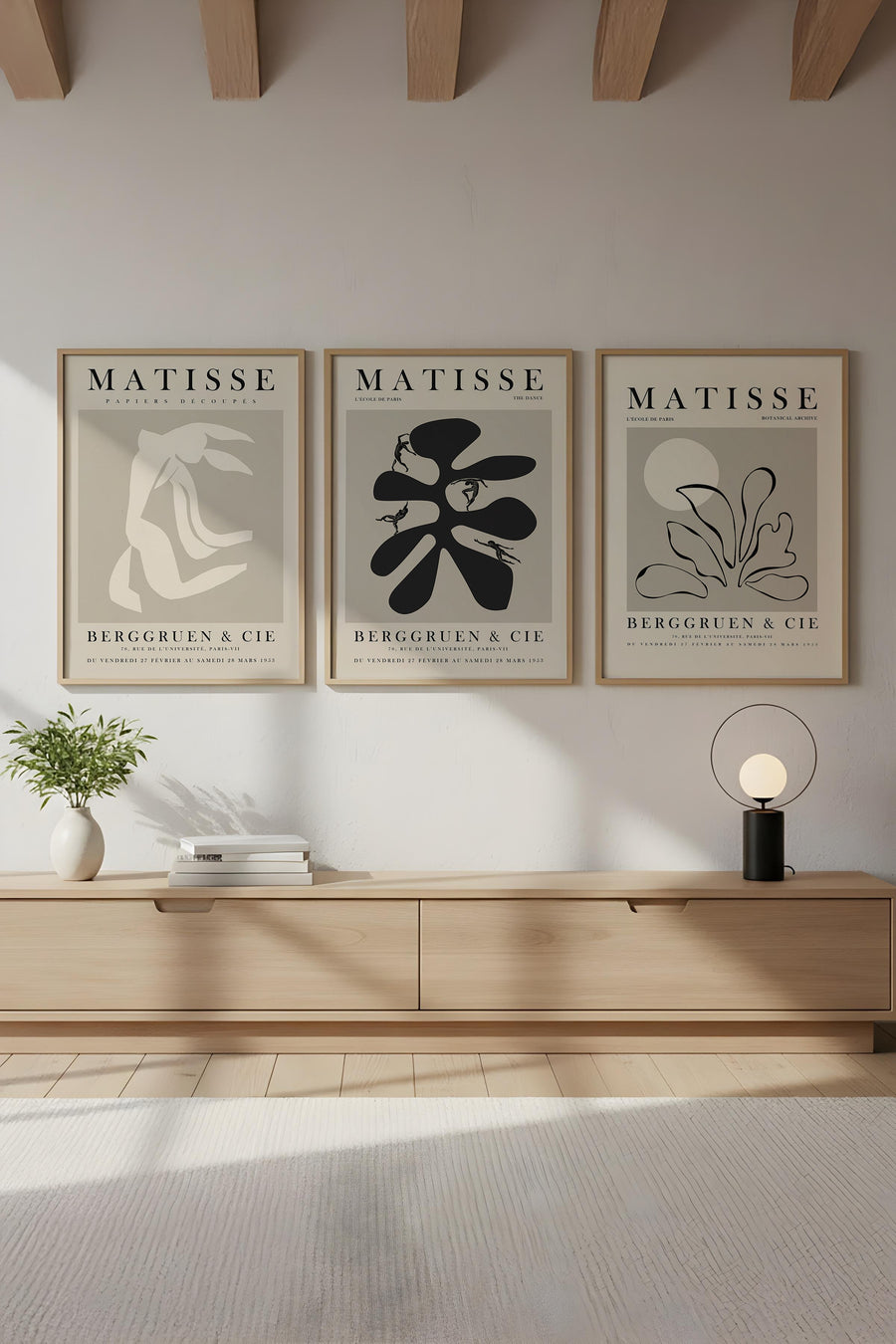 Soyut Desenli Matisse Tablo Seti - Modern 3’lü Set | huhu252