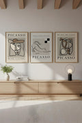Geometrik Desenli Picasso Tablo Seti - Modern 3’lü Set | huhu254
