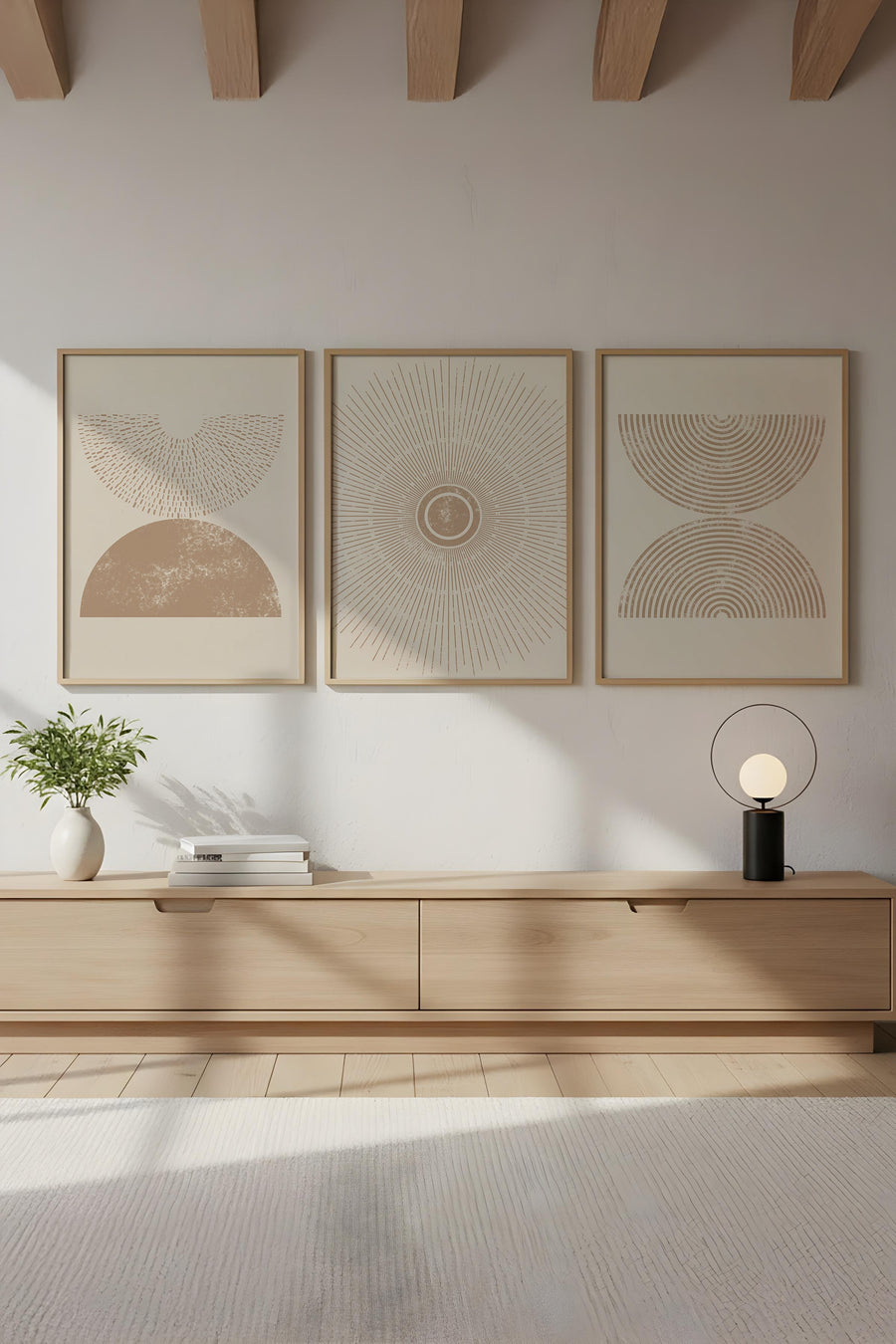 Geometrik Desenli Minimalist Tablo Seti - 3’lü Set | huhu258
