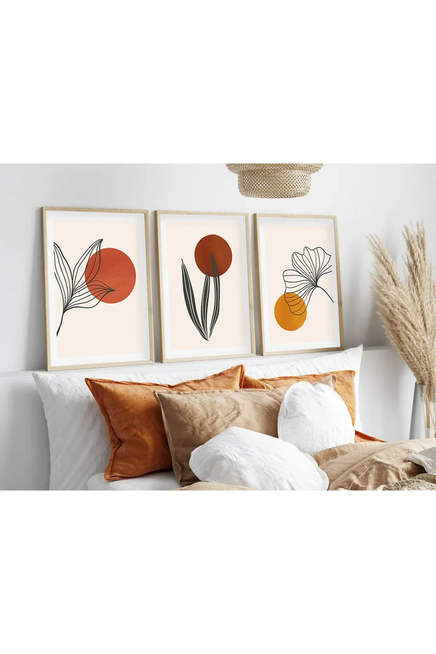 Ahşap Çerçeveli 3'lü Geometrik Tablo Seti | Huhu215