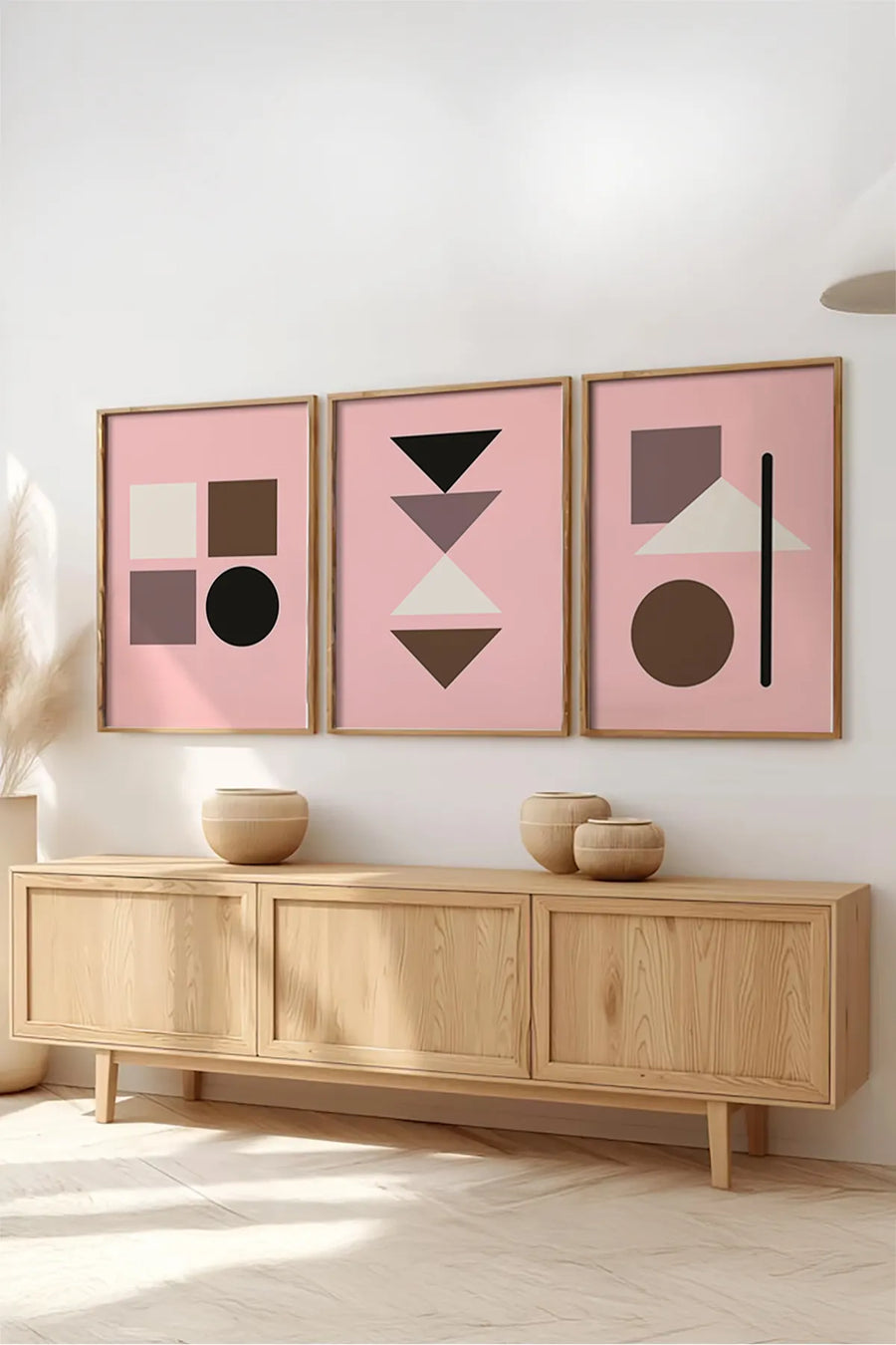 Ahşap Çerçeveli 3'lü Bauhaus Tablo | Huhu521