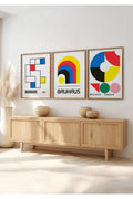 Ahşap Çerçeveli 3'lü Bauhaus Tablo | Huhu525