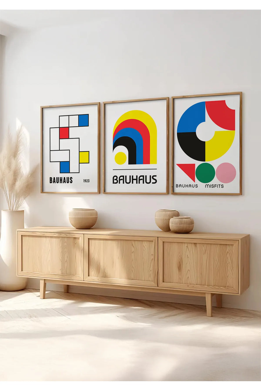 Ahşap Çerçeveli 3'lü Bauhaus Tablo | Huhu525