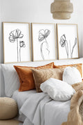 Ahşap Çerçeveli Minimalist Line Art 3'lü Tablo Seti | Huhu535