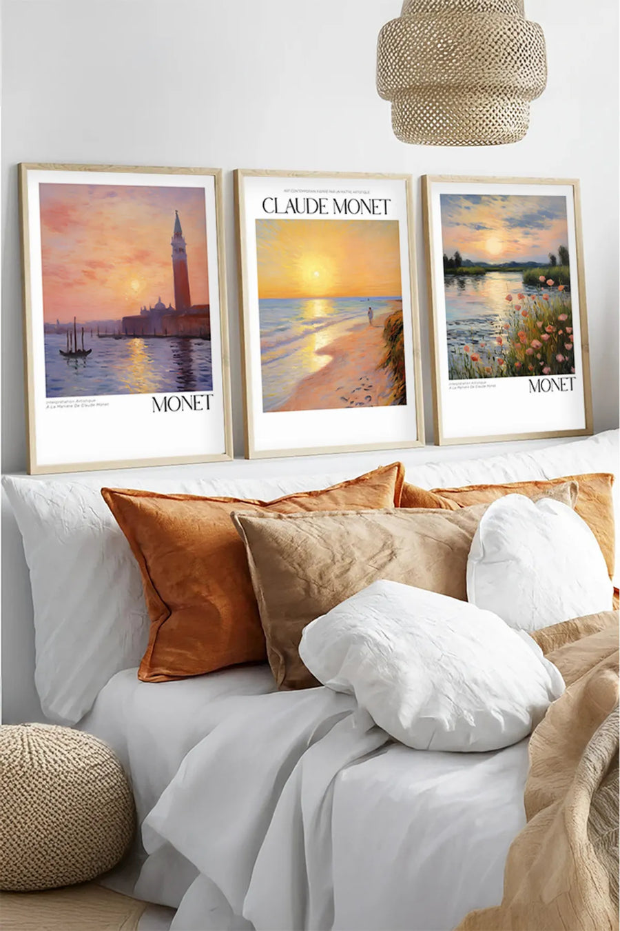 Ahşap Çerçeveli Claude Monet Tablo Seti | Huhu556