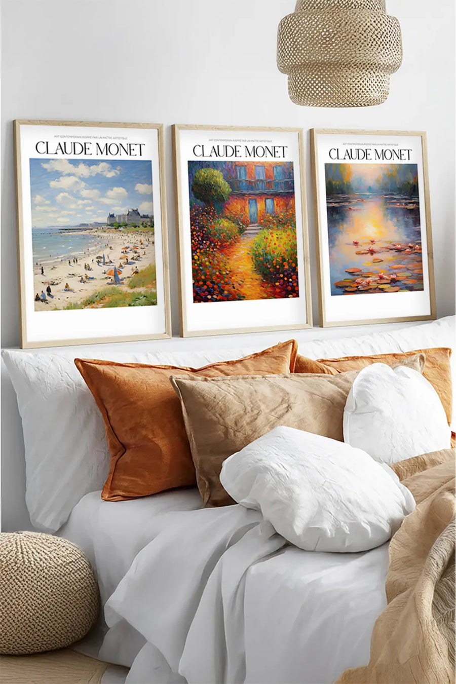 Ahşap Çerçeveli Claude Monet Tablo Seti | Huhu557