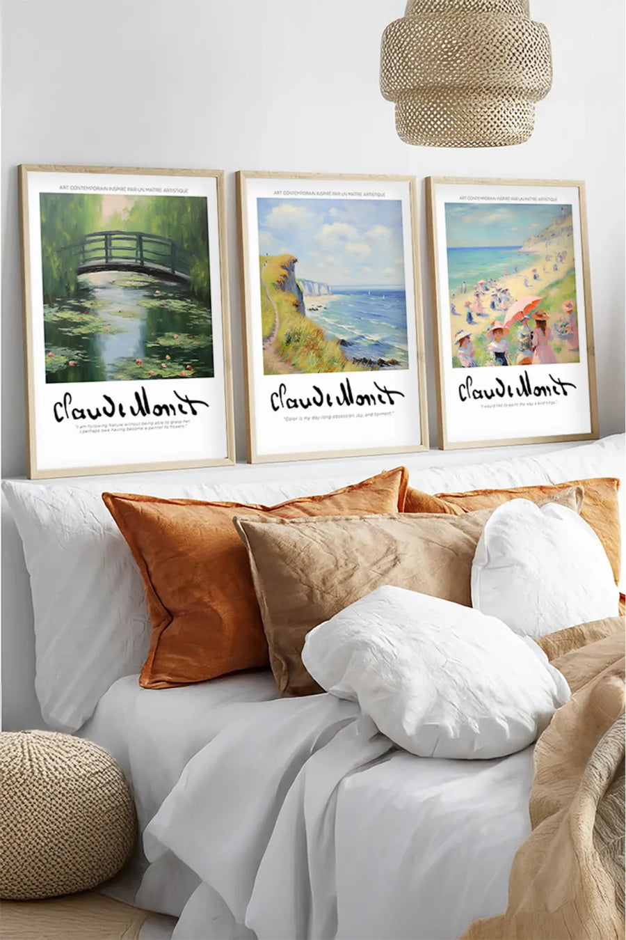 Ahşap Çerçeveli Claude Monet Tablo Seti | Huhu559