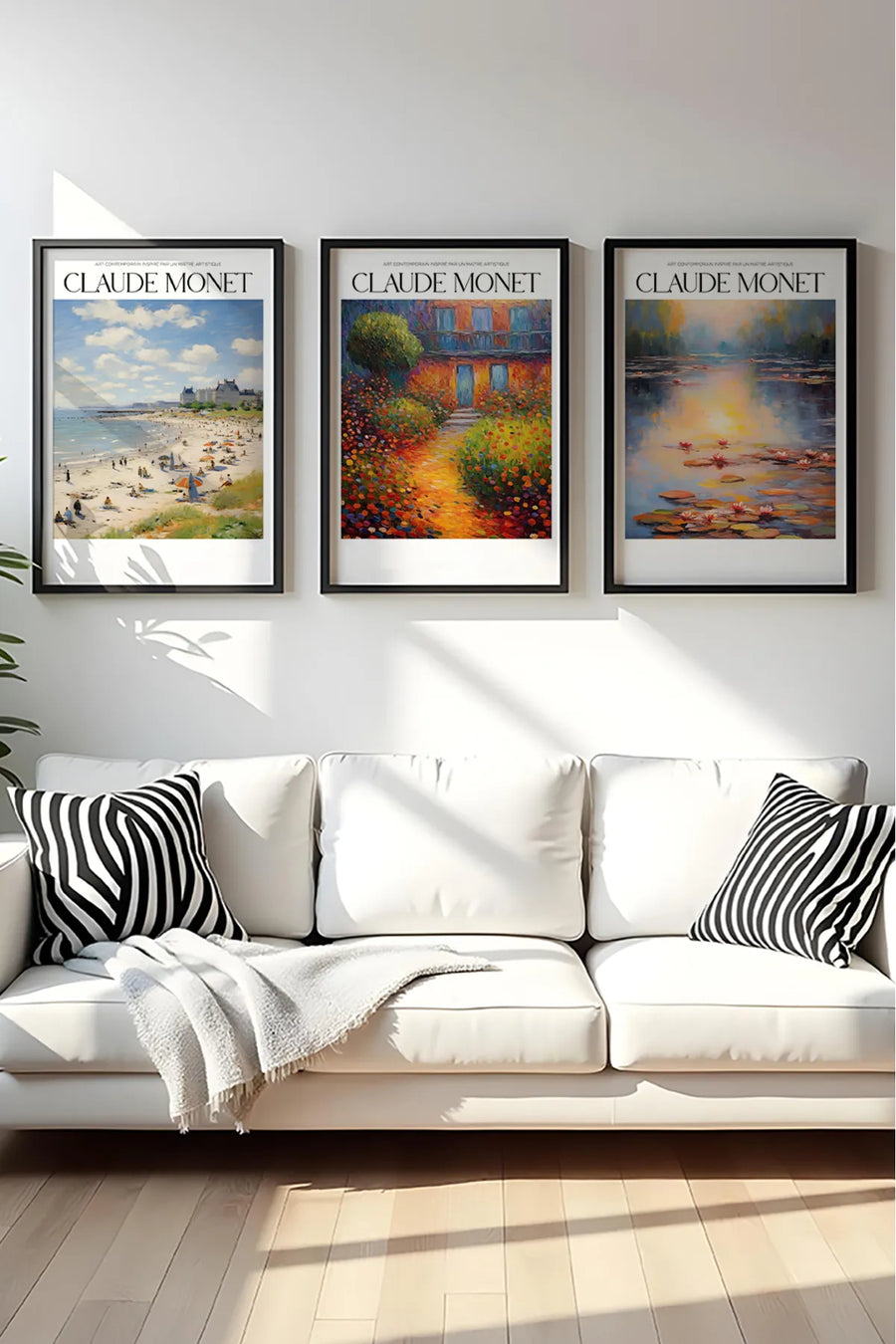 Ahşap Siyah Çerçeveli Claude Monet Tablo Seti | Huhu557