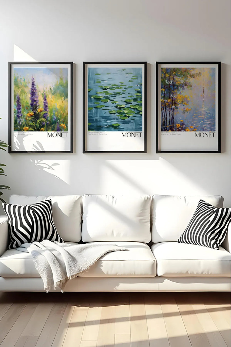 Ahşap Siyah Çerçeveli Claude Monet Tablo Seti | Huhu558