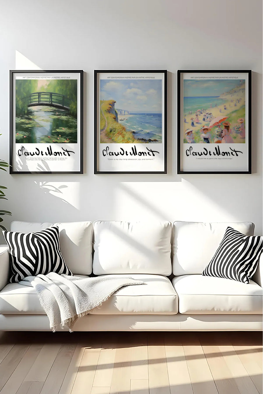 Ahşap Siyah Çerçeveli Claude Monet Tablo Seti | Huhu559