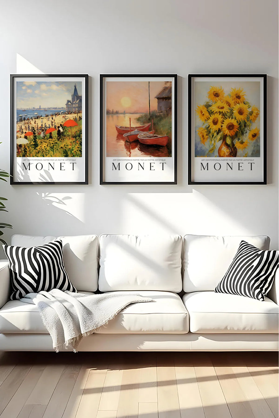 Ahşap Siyah Çerçeveli Claude Monet Tablo Seti | Huhu560