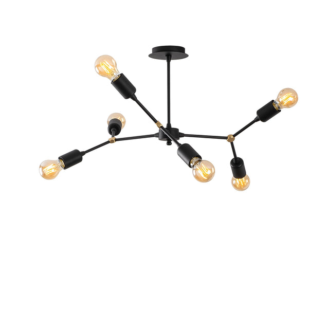 Sputnik 6'lı Metal Avize - Siyah