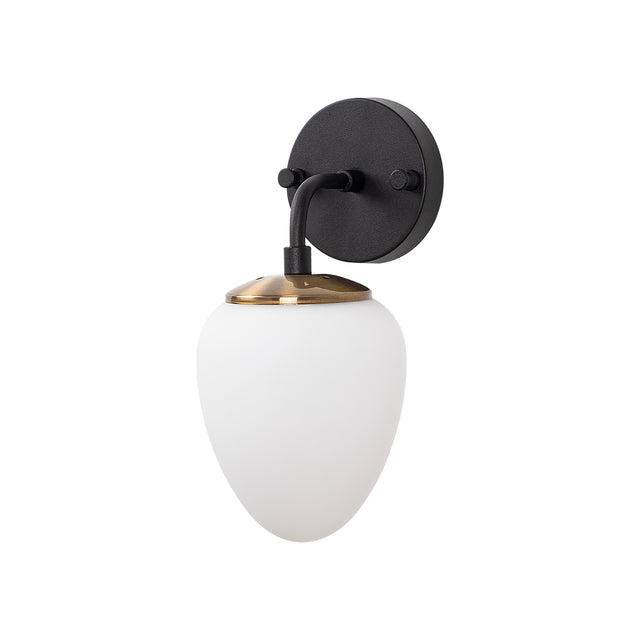 Camlı Oval Tekli Metal Aplik - Siyah