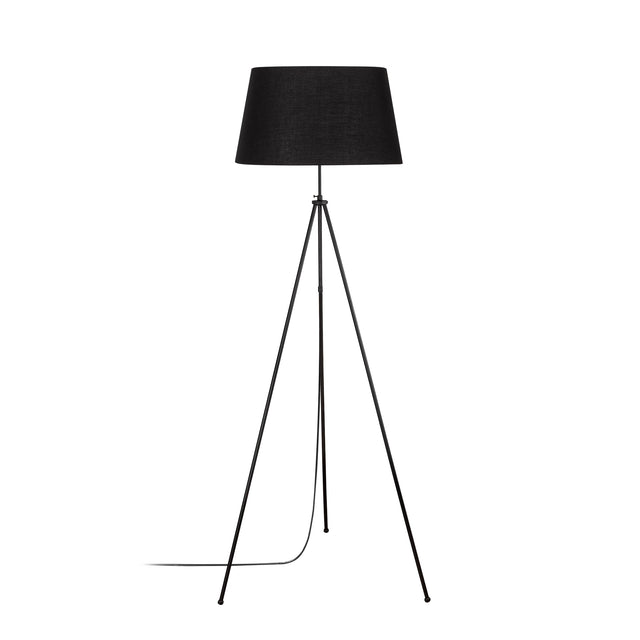 Abajurlu Tripod Modern Metal Lambader - Siyah