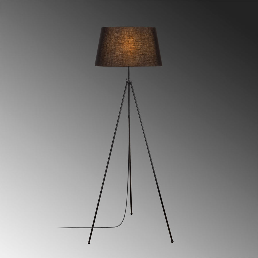 Abajurlu Tripod Modern Metal Lambader - Siyah
