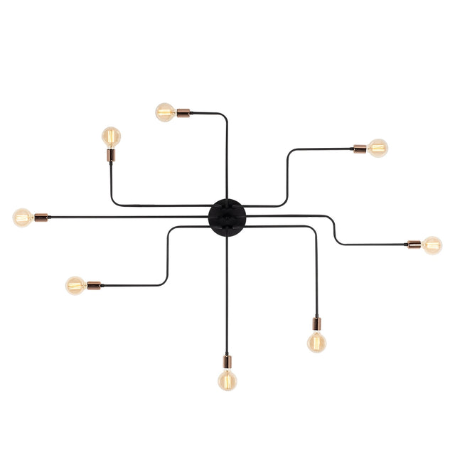 Rustik 8'li Spider Metal Plafonyer - Siyah
