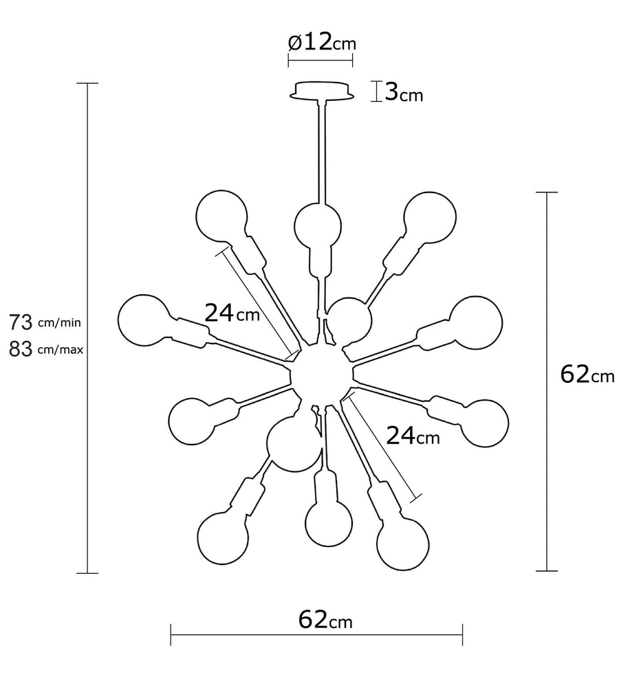 Sputnik 12'li Metal Avize - Altin
