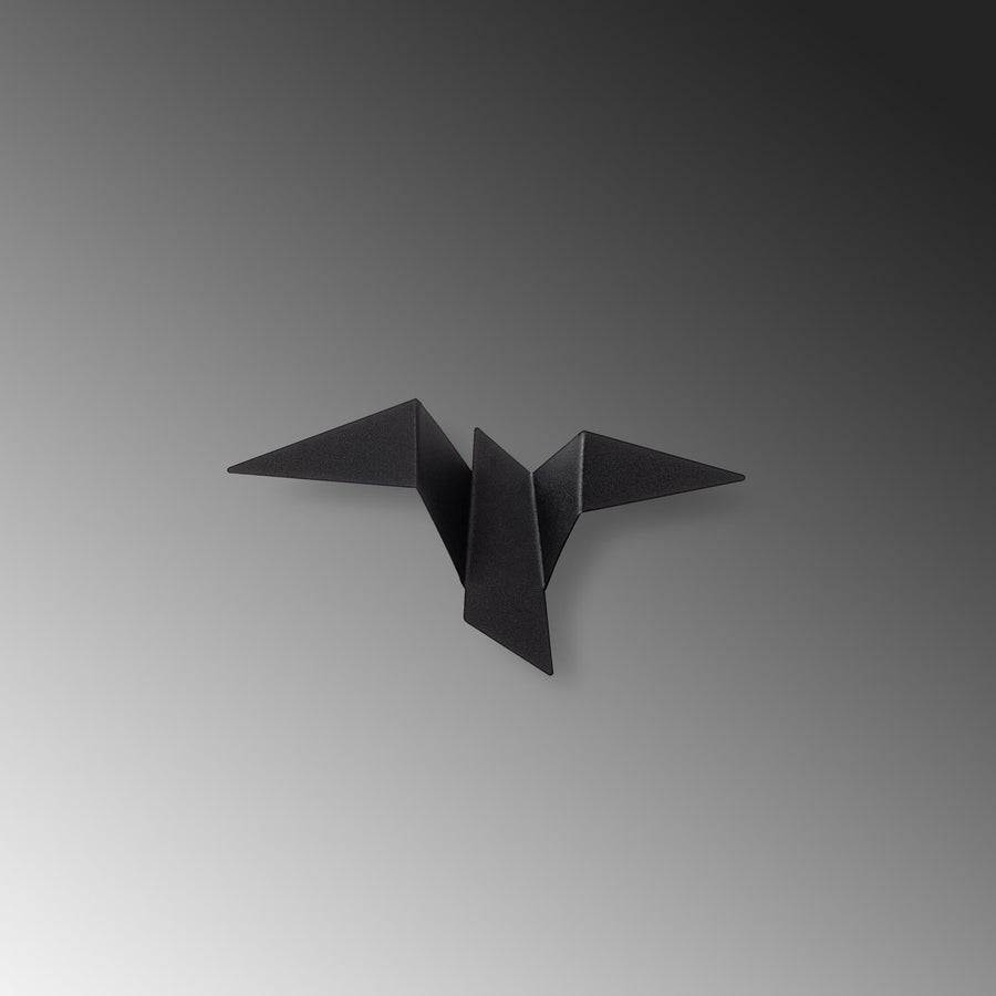 Origami Kuş Küçük Boy LED Aplik - Siyah