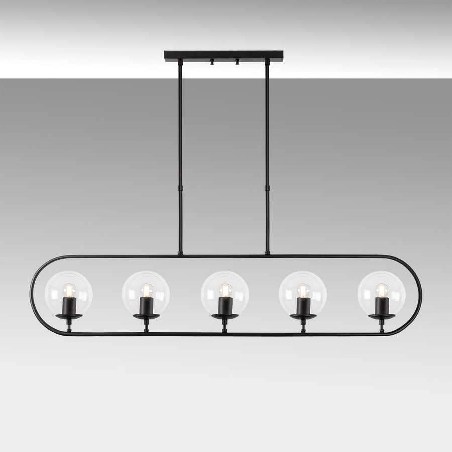 Küre Cam 5'li Oval Avize - Siyah