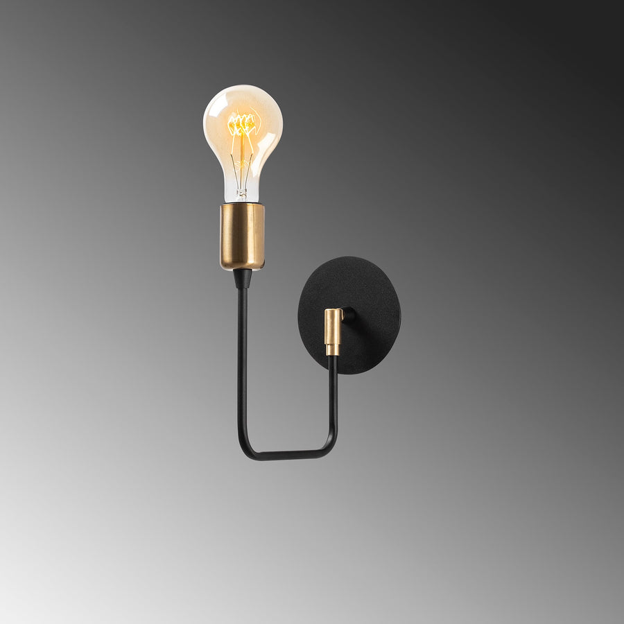 Açık Duy Modern Metal Tekli Aplik - Siyah