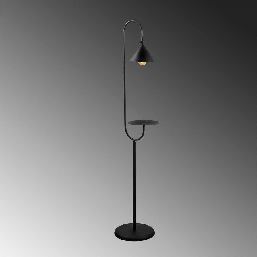 Konik Şapkalı Metal Lambader - Siyah
