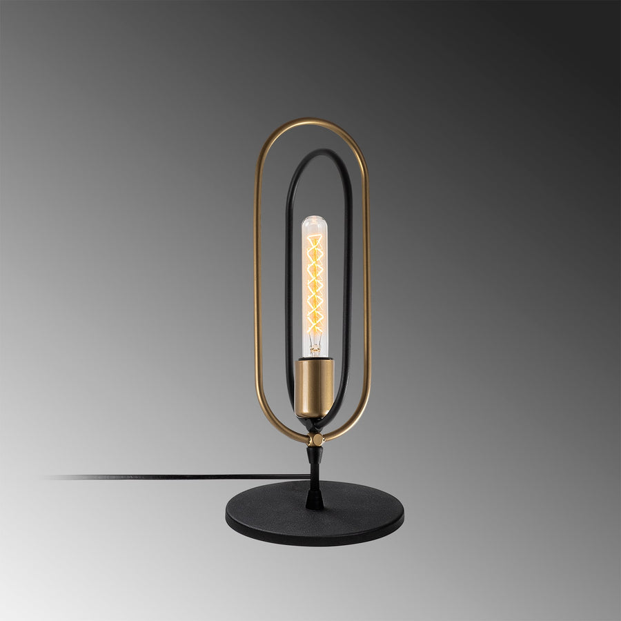 Oval Çerçeve Metal Masa Lambası - Siyah