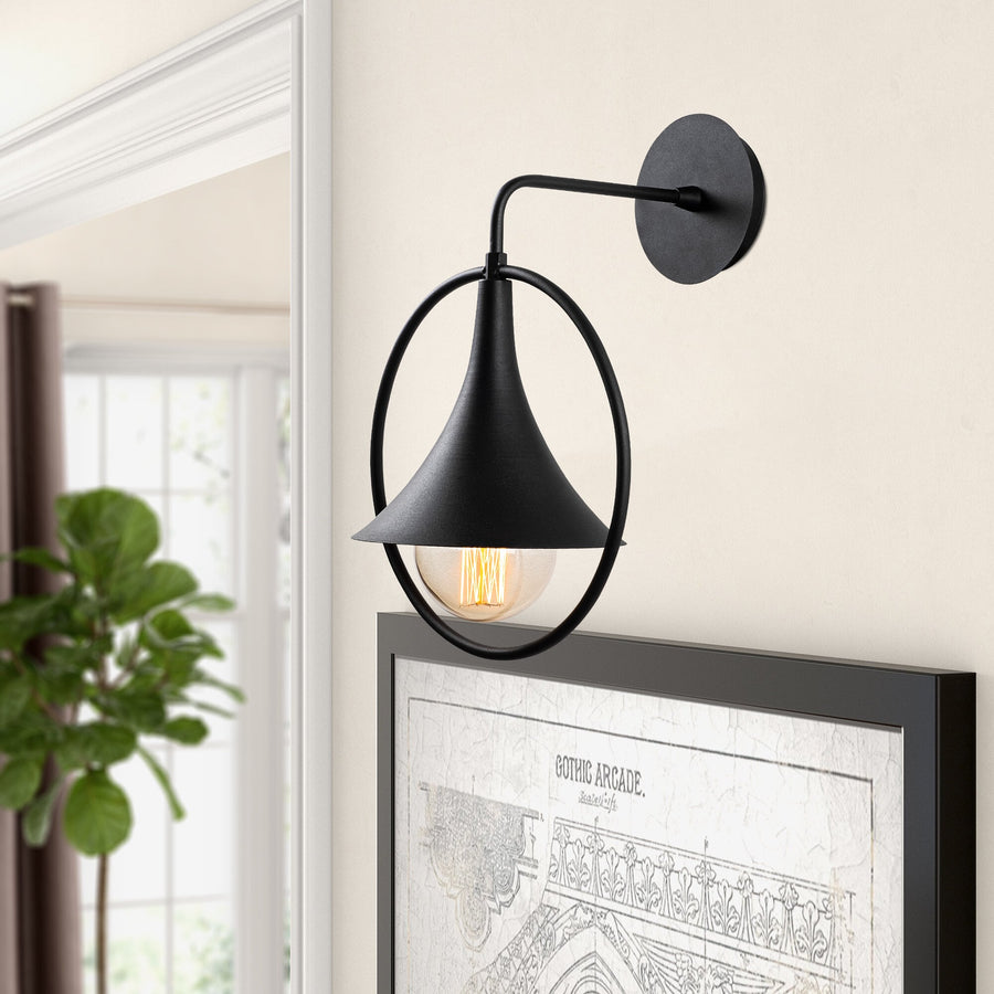 Oval Çerçeveli Tekli Metal Aplik - Siyah