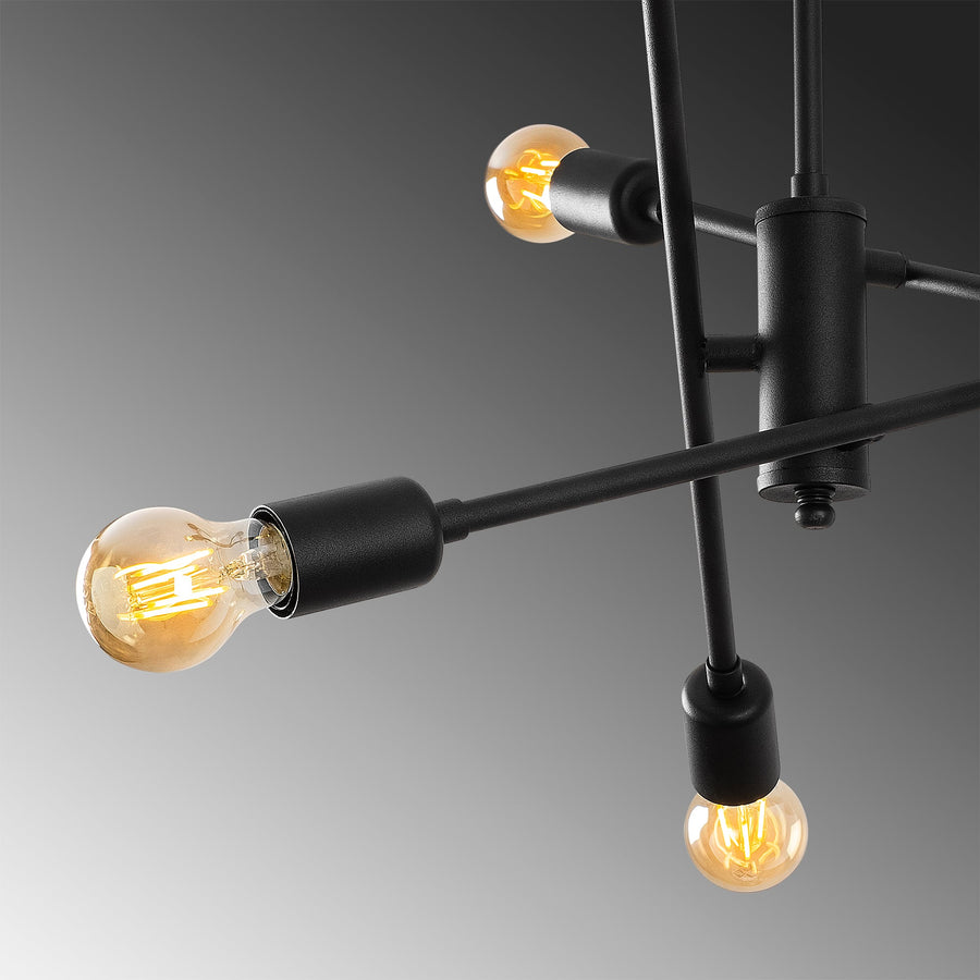 Sputnik Altılı Avize Metal Kollu - Siyah