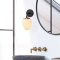 Camlı Oval Tekli Metal Aplik - Siyah