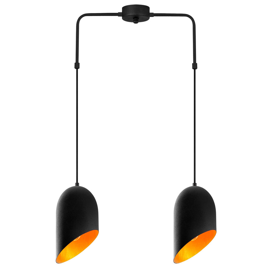 Metal 2'li Kollu Sarkıt Oval Şapka - Siyah
