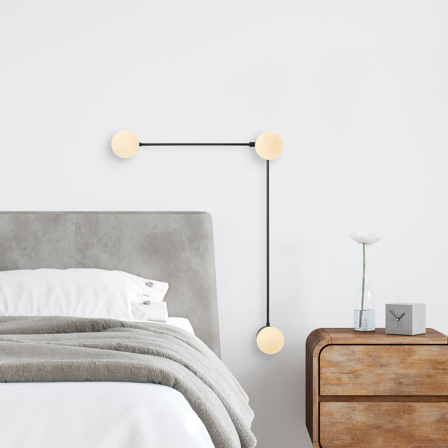 Cam Küre 3'lü Asimetrik Aplik - Siyah