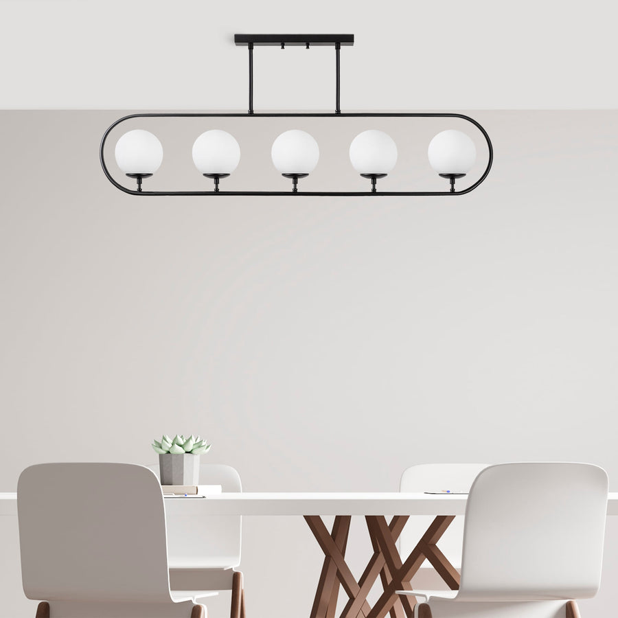 Küre Cam 5'li Oval Plafonyer - Siyah